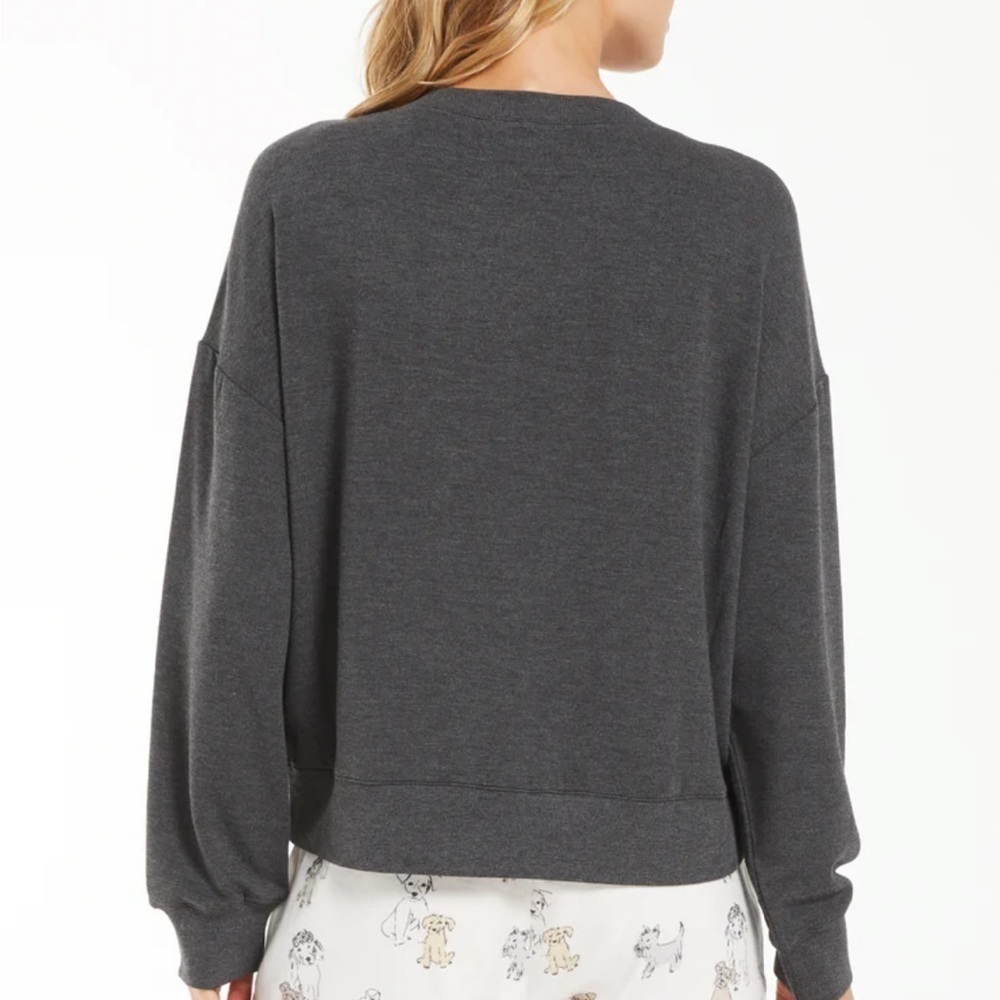 Z Supply Elle Dog Sweatshirt, Charcoal Grey, Size M - Picture 3 of 9